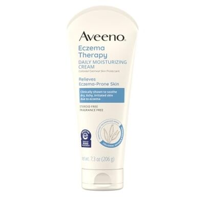 Aveeno Eczema Therapy Daily Moisturizing Body Cream for Sensitive Skin, Soothing Eczema Relief Cream, Colloidal Oatmeal & Ceramide for Dry & Itchy Skin, Steroid- & Fragrance-Free, 7.3 oz